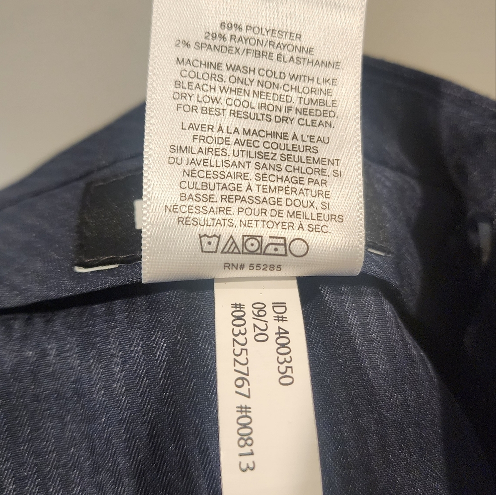 Express Navy Pinstripe Trousers - Picture 5 of 5